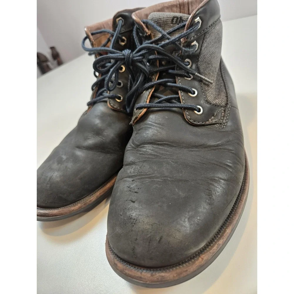 OluKai Hualalai Boots Mens Size 11 Black Leather Ankle Lace Up Casual Boots